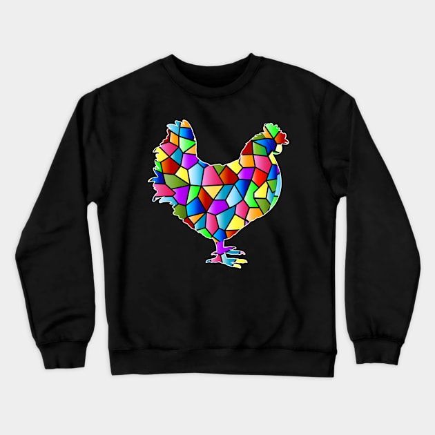 Chicken Colorful Piece Crewneck Sweatshirt by Dunnhlpp